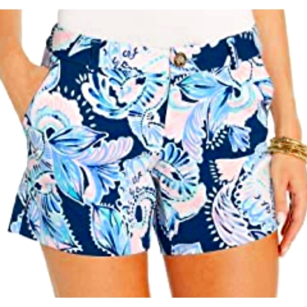 Lily Pulitzer Callahan Knit High Tide Holy Flockamolie Paisley Print Shorts 00